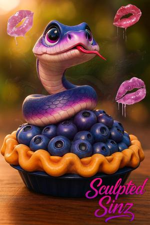 🫐 Blueberry Snake in a Blueberry Pie – Whimsical 3D Model