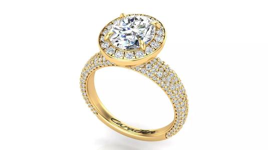 Engagement Ring with Unique Style Of Halo And Shank