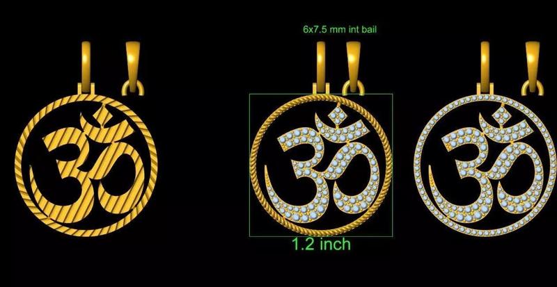 om pendent set  of  3 pcs  30and half mm circle