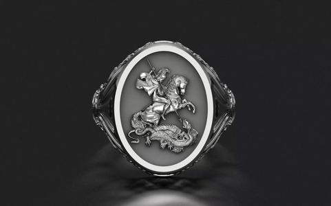 Saint George and the Dragon Engraved Ring 3D STL 3DM Model