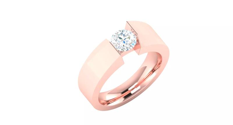 Rose gold -Diamond Ring-  3DM AND STL File - DC LR-0933