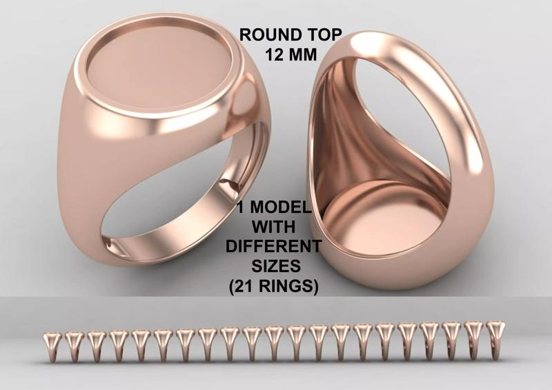 Round Enamel Ring Base 12MM top in All sizes 164-MWC