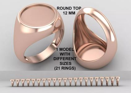 Round Enamel Ring Base 12MM top in All sizes 164-MWC