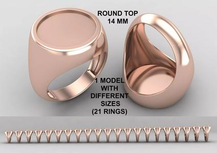 Round Enamel Ring Base 14MM top in All sizes 169-MWC