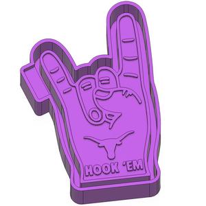 Texas Longhorn Hook 'Em Foam Hand Freshie STL Mold Housing