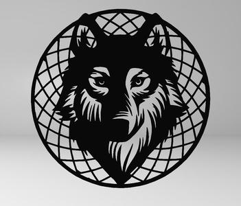 Regal Wolf: Line Art Emblem of a Majestic Wolf Head