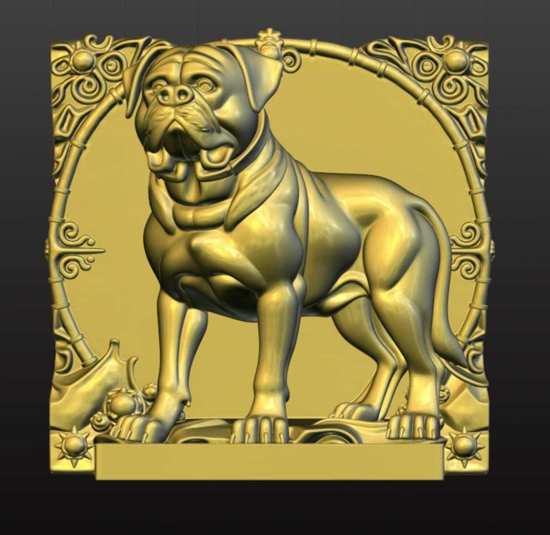 Bulldog Bas-Relief 3D STL Model – Wall Art, CNC, Laser Engraving, 3D Printing 1