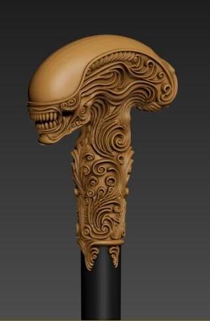alien xenomorph Gentleman Knob Walking Cane
