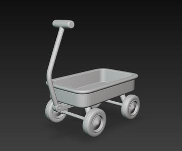 Little Wagon 3D Model - Classic Children's Trolley for 3D Printing
