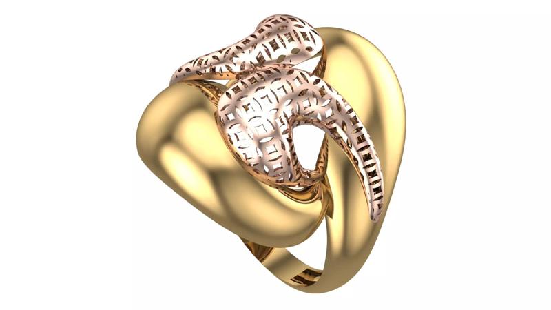 Bold Honeycomb Twist Ring- Lightweight 3D Printable Model-R7-02