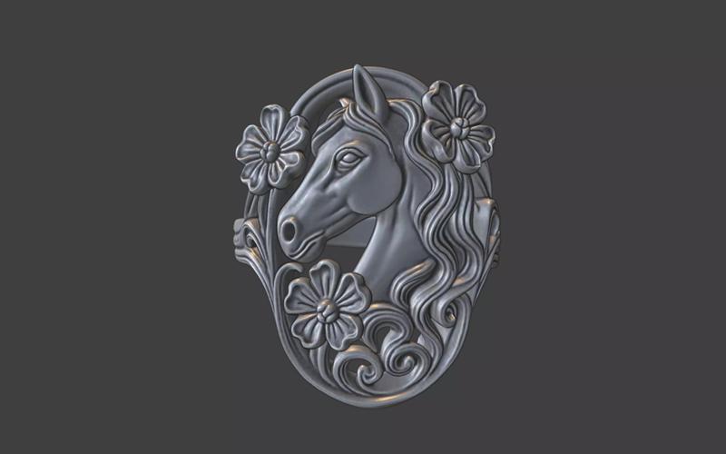 art nouveau floral horse ring nature inspired