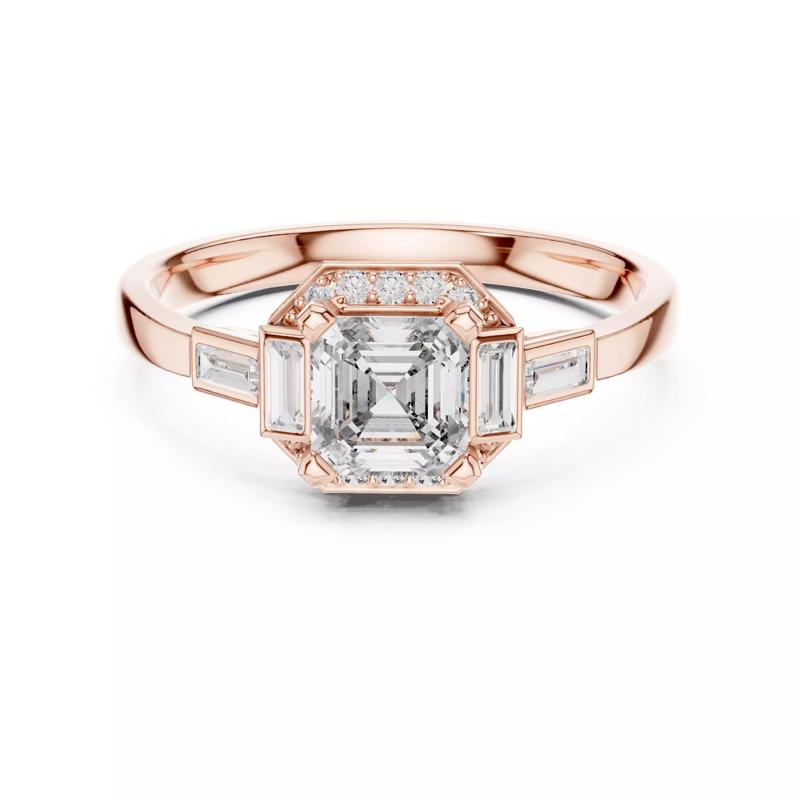 Asscher and Baguette Cut Diamond Wedding Ring 3DM STL Video