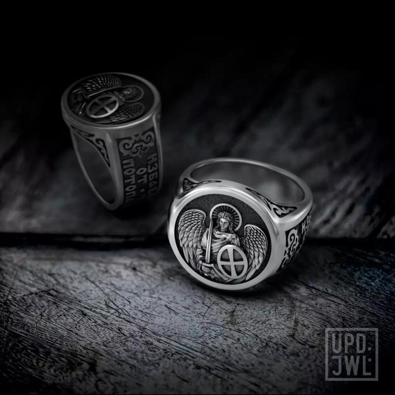 Archangel Michael Christian ring for man