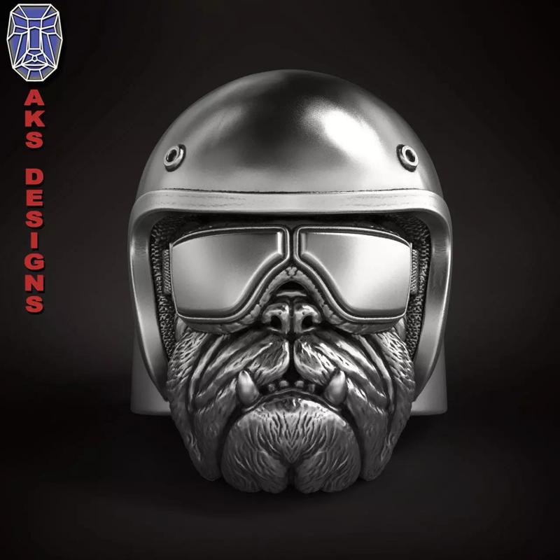 animal Ring Jewelry Bulldog Biker version 2