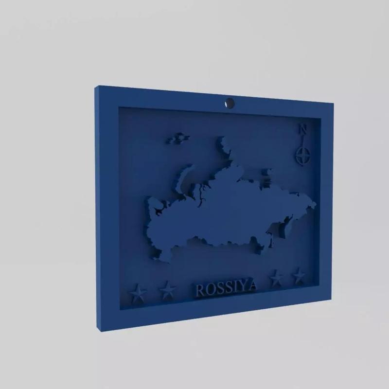 Russia-Rossiya Map 3d Print Model
