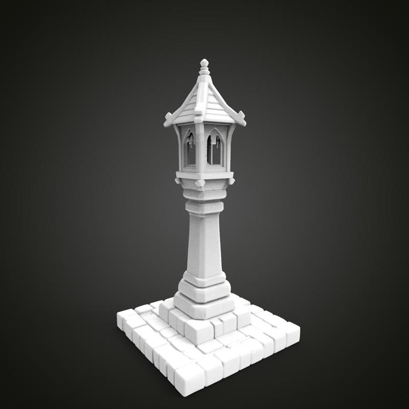 medieval urban stone lantern