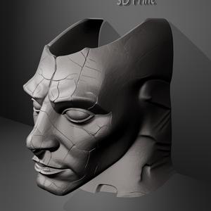 Cracked Demon Face Wall Sculpture – 3D Printable STL File