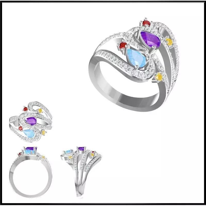 JCD Format Minimalist color stone rings 3d jewellery design