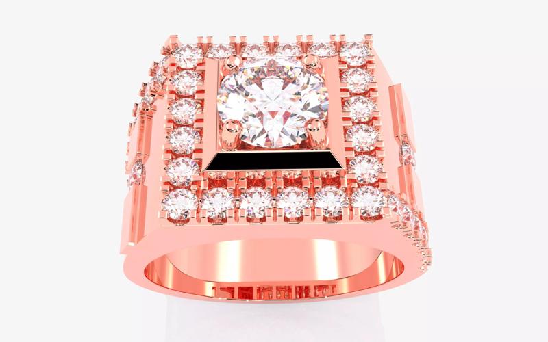 Mens Solitaire Ring 3dm stl renders details