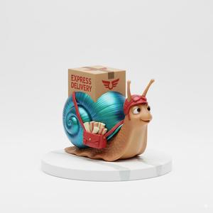 Charming Delivery Snail Figurine – Whimsical Fantasy Creature 3D Print for Desk & Decor