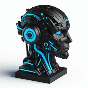 Robotic Head 3D Print – Futuristic Sci-Fi Showpiece Sculpture