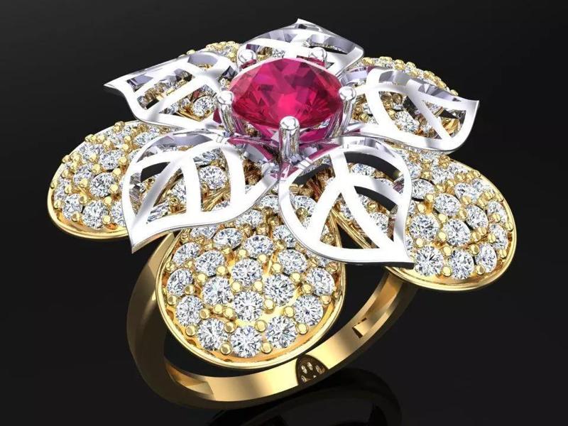 Mesh flower ring - Italian rings - Womens Rings - N6585