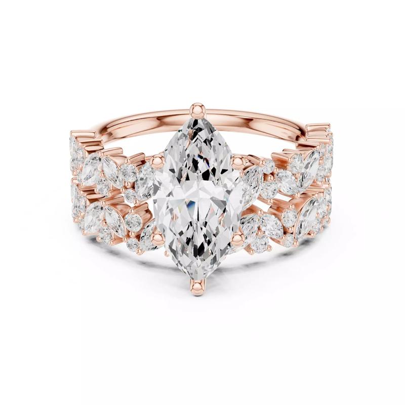 Marquise Cut Diamond Engagement Wedding Ring Set 3DM STL Video