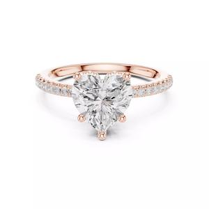 2CT Heart Cut Diamond Hidden Halo Pave Woman Ring 3DM STL Video
