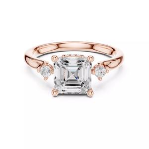 2CT Asscher Cut Diamond Engagement Wedding Ring 3DM STL Video