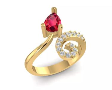 24a Art Jewelry  Pear Diamond Fashion Ring