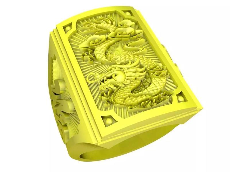Rectangular Dragon Signet Ring for Men  4341