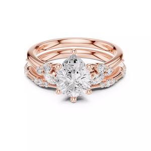 2CT Pear Cut Marquise Cluster Wedding Ring Set 3DM STL Video