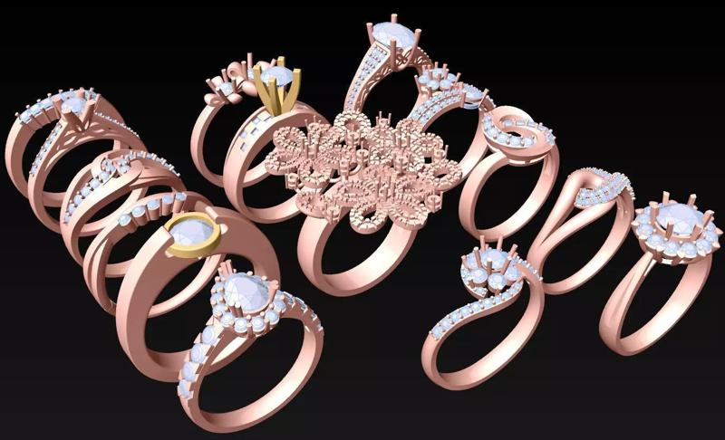 15  Womens Ring - Collection 3d Ring Jewellery Models bulk- AW29