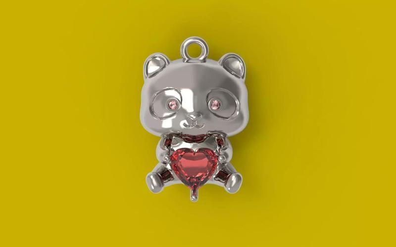 Zukib-0002 - Tiny Bear pendant with heart gem