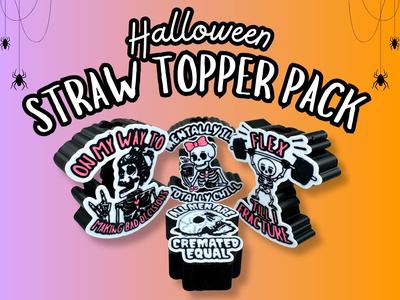 Halloween Skeleton Straw Topper Pack
