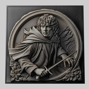 Lord of Rings Samwise Gamgee 3d printer relief medallion stone tablet obj stl