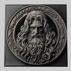 Lord of Rings Saruman 3d printer relief medallion stone tablet obj stl