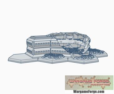 Sci-Fi Ruined Research Center with Hex Base SFRHB045