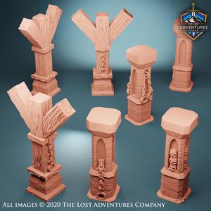 Stone & Wood Pillars (Set of 7)