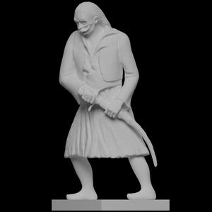 Sculpture of Greek Klepth Konstantinos Giannas in the same name square near Saint Athanasios  church in Patras Greece