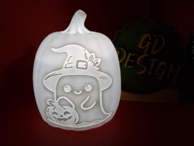 Ghost Holding Pumpkin Ver 9 3D Halloween Pumpkin Lights