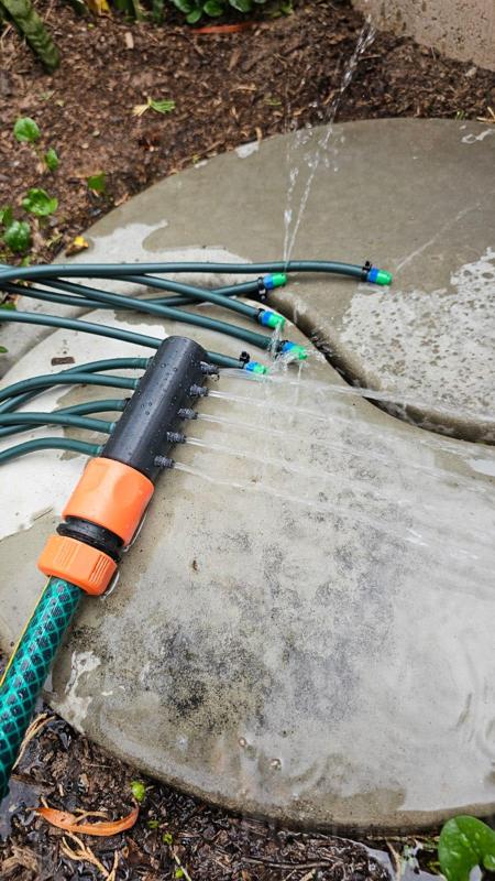 Drip/micro-spray irrigation splitter with Gardena connector