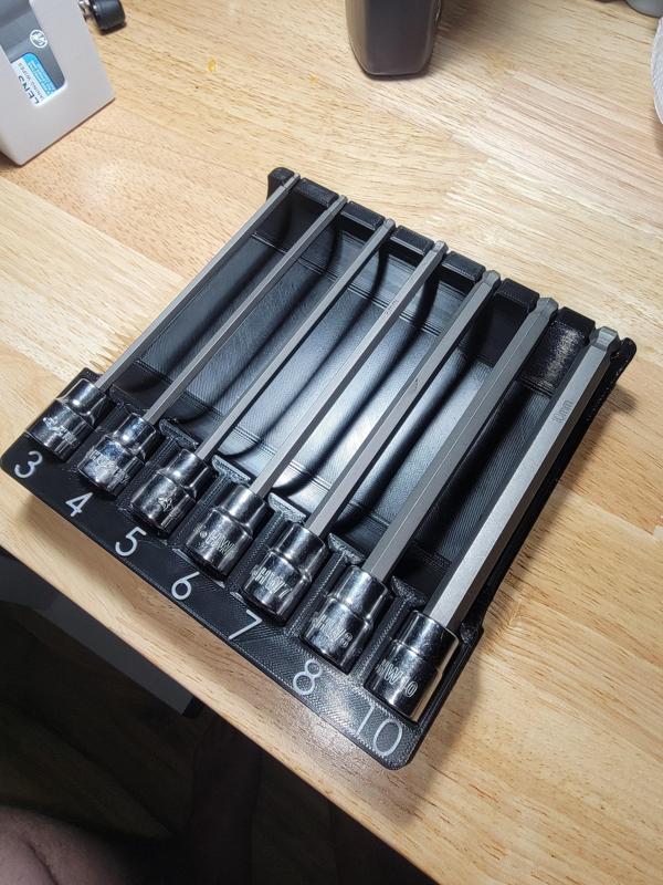 Husky 7 piece long hex driver holder Metric gridfinity