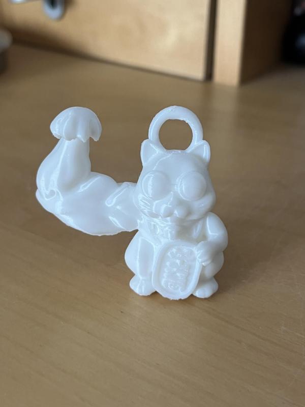 Gym bro lucky cat keyring