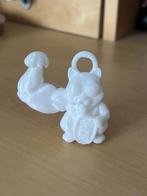 Gym bro lucky cat keyring