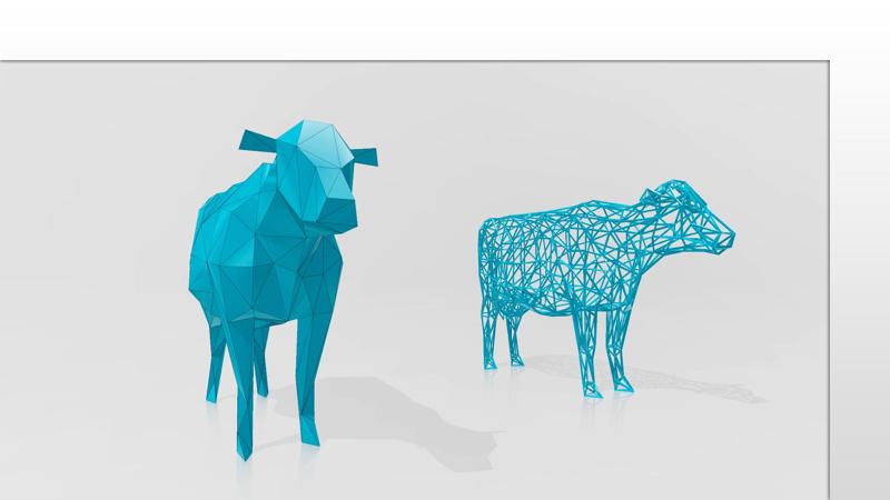 Cow - Cow - Voxel - LowPoly - Wireframe 3D Model Print