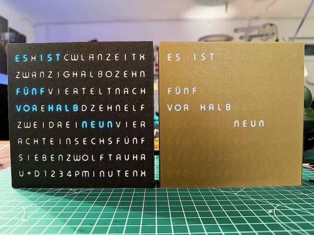 WordClock 16x8 LED matrix (2023-V3) - Closed Front