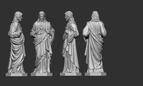 Jesus with a Sacred Heart Statue 3D