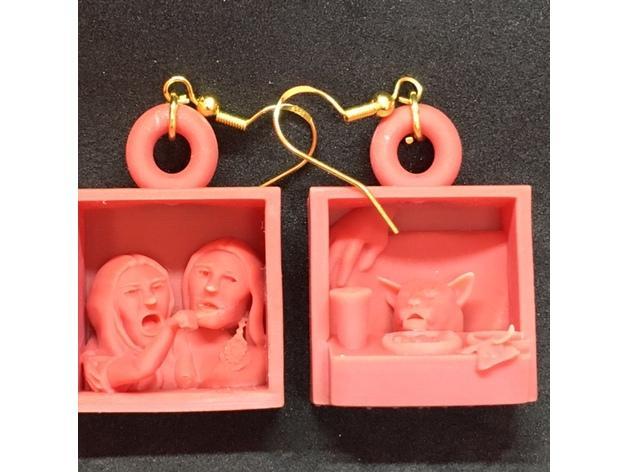 Woman Yelling at Cat Earrings