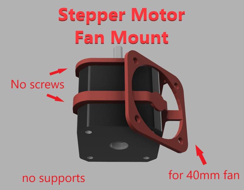 Clip'n'Cool: toolless 40mm Fan Mount / Holder for X Axis Stepper Motor of Elegoo Neptune 3 and 4 Series